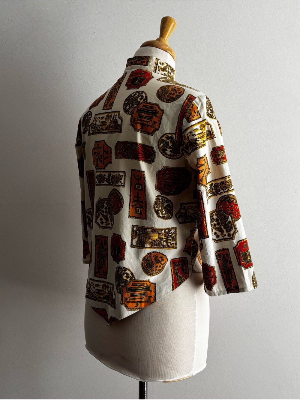 Vintage 1950s Novelty Print Collar Cotton Blouse / S M - Picture 7 of 15
